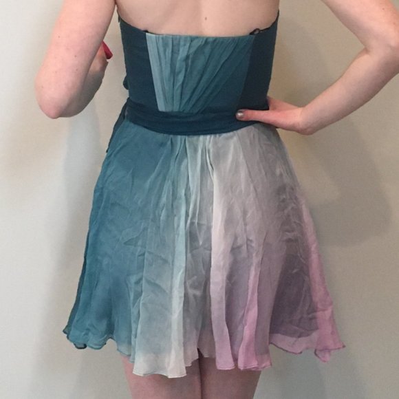 ABS Collection silk mini dress prom or wedding, strapless bodice size 4 - Picture 4 of 7